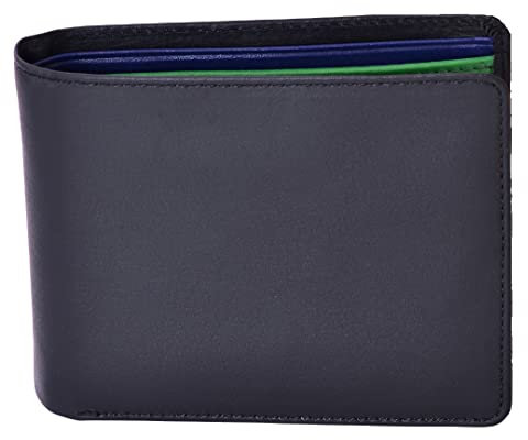 VISCONTI Geldbörse Herren Leder Portemonnaie mit RFID Schutz I Echtleder Geldbeutel Groß für Männer mit Münzfach l Portmonee Brieftasche Wallet mit Geschenk-Box - Schwarz/Grün