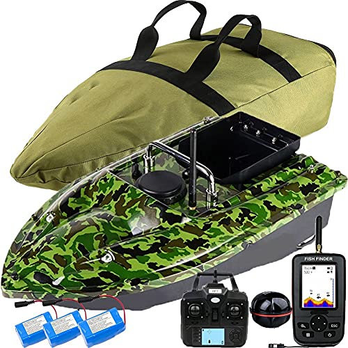 100 500M GPS RC Fishing Bait Boat Speedboat Carp Bait Post Boat with LCD GPS Sonar Sensor Fishfinder,Handbag,Battery, SBOTTON-8571 (Color : Camo GPS Boat Set 3)