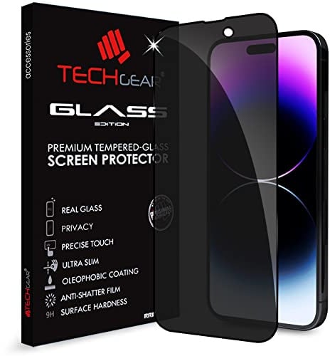 TECHGEAR Anti Spy Screen Protector for iPhone 14 Pro - PRIVACY Filter 3D GLASS Edition Genuine Tempered Glass Full Screen Protector Guard Cover Compatible with iPhone 14 Pro 6.1