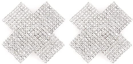 Naimo Damen Kreuzform Nippelabdeckung Glitzer Strass Brustwarzenabdeckung Selbstklebend Wiederverwendbare Nippel Cover Nippelpads Sexy Pasties Aufkleber