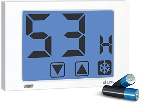 VEMER VE791200 AKUOS - Umidostato Igrostato Digitale Touch Screen da Parete, Alimentazione a Batterie, Bianco