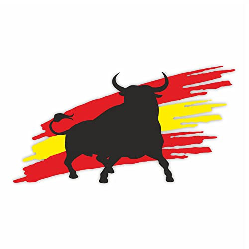 Fahrzeug-Sticker Stier Flagge - 10 cm groß - Aufkleber für Auto Notebook Laptop Roller Spanien Espana Bulle UV-beständig und wetterfest - kfz753