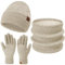 Damen Herren Winter Warm Beanie Mütze Loop Schal Schlauchschal Touchscreen Handschuhe Set mit Fleece Gefütterte Wintermütze Strickmütze Mützen Frauen Geschenk Weihnachten, (3 Stück) Beige