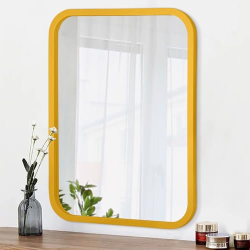 AOAOPQ Wandspiegel, dekorative Spiegel, große Wandspiegel, Raumdekoration, Zuhause, große Spiegel für Badezimmer, Waschtisch, Schlafzimmer, Ankleidezimmer, Eingangsbereich, Garderobe, 40 x 50 cm, Gelb