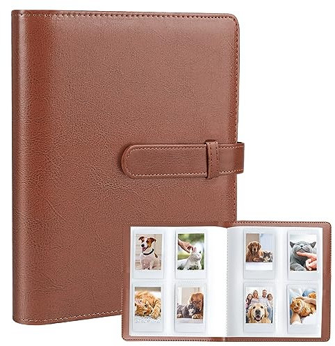 128 Taschen Fotoalbum für Fujifilm Instax Mini LiPlay 11 12 9 8+ 8 7S Sofortbildkamera/Mini LINK2 Drucker, für Polaroid SnapTouch PIC-300 Z2300 Mint Zip Sofortbildkamera Drucker (Braun)