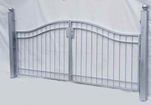 Metall Hoftor Gartentor Einfahrtstor Eingangstor Boston-GT400/100S Feuer Verzinkt mit Pfostenset 100 Modern Rundbogen Premium Montagefertig 400 cm 4m Doppelflügeltor
