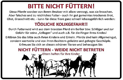 AGDeko® Schild aus Holz 12x18cm Tiere bitte nicht füttern Pferde Verbot zum Aufhängen oder Stellen Raum Dekoration