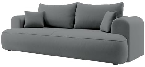 Selsey Sofa Schlafsofa Couch Mit Stauraum Schlaffunktion 3 Sitzer Pflegeleicht Polyurethanschaum Veloursoptik Dunkelgrau OVO