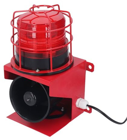 Allarme Sonoro Industriale da 115 DB Protezione IP65 Strobo a LED Montaggio a Parete Luce Stroboscopica di Emergenza Allarme Esterno Adatto per Cantieri Minerari (Spina europea