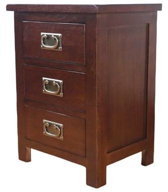 Kemtpase Mesitas de noche de roble macizo, de madera de nogal, 3 cajones, modernas y estrechas, para dormitorio, sala de estar, mesas auxiliares, muebles de 16.54 x 12.6 x 22.05 pulgadas