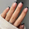 24pcs Short Square False Nails French Tip Stick-on Black Edge Nude Press-on Removable Glue-on Acrylic Full Cover Fake Nail Set Women Nail Art Accessories