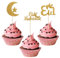 24St Eid Mubarak Cupcake Topper, Glitzergold Mondstern Kuchenaufsatz Ramadan Kareem Kuchenaufsatz Eid Cupcake Picks Eid Mubarak Dekorationen für Islamische Muslimische Themenparty