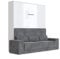 SMARTBett Schrankbett M1 180x200 Vertikal Weiss/Weiss Hochglanz inkl.Anthrazit Sofa