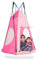 KOMFOTTEU Nestschaukel mit Zelt Ø100 cm, Kinderschaukel Tellerschaukel mit Fenster & höheverstellbaren Seilen, Gartenschaukel Hängezelt 150kg belastbar für Kinder, Indoor & Outdoor (Pink)