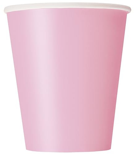 Unique- Vasos de Papel sin Plástico-266 ml Rosa Claro-14 Unidades (Paquete de 1), Color light pink (30883EU)