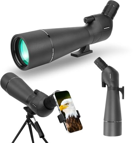 telescopio terrestre, Hunting Spotter Scope para Disparar a los Objetivos, Telescopios-A Prueba de Agua con Prisma BAK4 Trípode Adaptador de teléfono Bolsa de Transporte (80b)