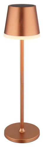 GLOBO Tischlampe Solarleuchte LED Außenleuchte Champagner Akku Gartenleuchte Terrassenlampe, Metall Kunststoff satiniert, spritzwassergeschützt, warmweiß, H 41 cm