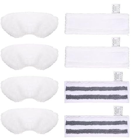 Pack of 8 Microfibre Steam Cleaner Accessories Compatible with Kärcher EasyFix Models Steam Cleaner SC1, SC2, SC3, SC4, SC5 - 4 Microfibre Floor Cloths 4 Microfibre Hand Nozzle Towels