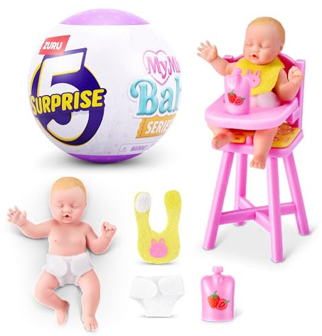 5 Surprise My Mini Baby Serie 2 von ZURU, Überraschungskapsel zum Sammeln, Spielzeug für Mädchen, realistisches Mini-Baby, Spielset und Accessoires