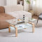 JZGORC Table Basse en Verre Simple et Moderne, Table de Salon Rectangulaire à Double Couche, Supports de Jambes en Métal, Adaptée au Salon et au Bureau - Culeur Bois