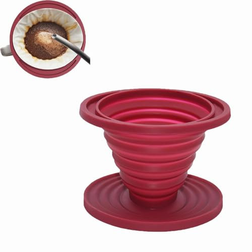 Wxinsheng Faltbarer Kaffee Tropfer,Kaffeefilter,Silikon Kaffee Tropfer Tragbarer,Wiederverwendbarer Silikon Kegelfilterhalter Coffee Dripper Reisezubehör,Coffee Filter Cone,für Zuhause,Café,Reisen