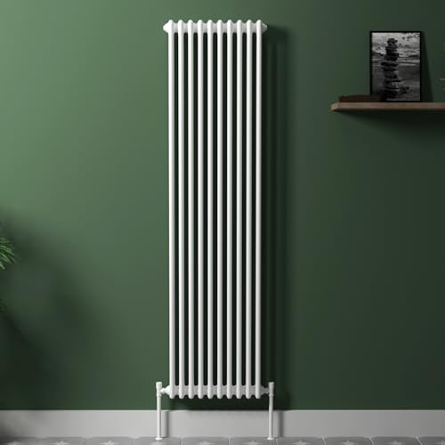 Contemporary Fluxx White Stainless Steel Vertical 3 Column Radiator - 1800 x 470mm