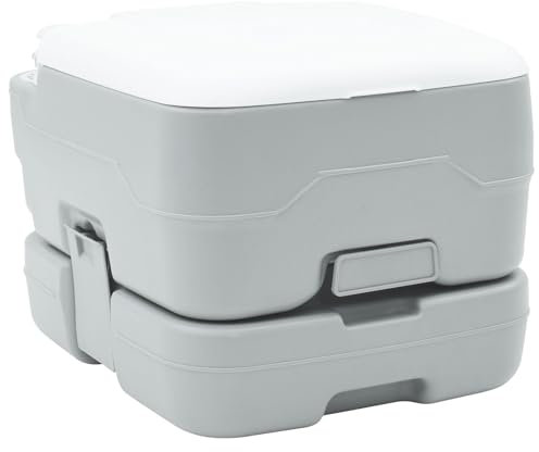 vidaXL Camping-Toilette Grau und Weiß 41,5 x 36,5 x 30 cm Polyethylen, Garten und Terrasse, tragbare Toilette fürs Wandern, leichtes Klo für Camping und Reisen, kompakt