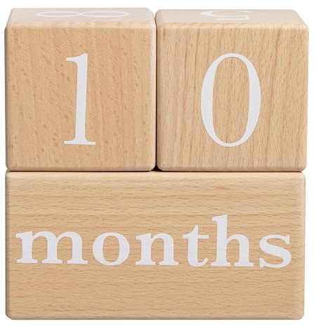 Pearhead Wooden Baby Age Milestone Blocks, Monthly Photo Prop for Newborn, Infant and Toddler, Pregnancy Countdown Calendar, Weeks Months Years Number Blocks for Baby Gift and Nursery Decor