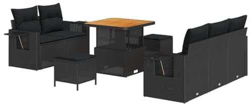 vidaXL Gartensofa-set 8 Stk. Schwarz Poly-Rattan | Mit dem coolen Design kannst du die Sitze so anordnen,
