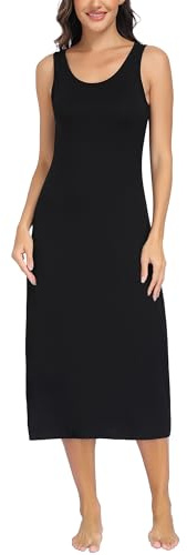 Lovasy Women's Full Slips Soft Petticoat Ladies Long Nightdress Basic Underskirt for Women Tank Top Dress with Wide Straps