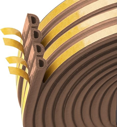 20M Türdichtung Dichtungsband Selbstklebendes für Türen Fenster, Fensterdichtung Anti-Kollision Dichtungsstreifen Gummi Schaum Siegel Streifen Schalldämmung Braun