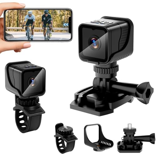 Mini Action Cam 1080P HD mit WiFi, Helmkamera & Fahrrad Dashcam Halter | 120° Ultra-Weitwinkel, 1080P HD, WiFi-Übertragung, Loop-Aufnahme, 900 mAh Akku, wasserdicht, Fahrrad- & Helmkamera