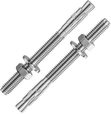 Wavanta M6 x 80mm Heavy Duty Expansion Bolts, Shield Anchor Bolts, 10Pcs | 304 Stainless Steel Concrete Anchor Bolts with Nuts and Washers for Concrete, Masonry, Brick Walls, Fences and Handrails