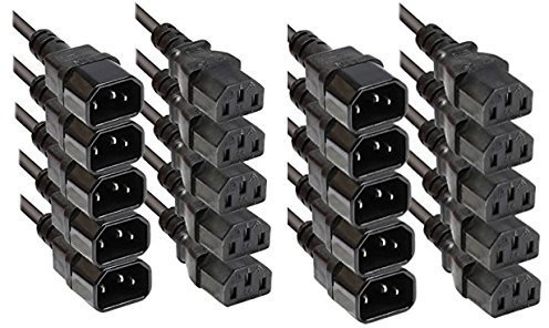 Kaltgeräteverlängerung 0.5m 50cm Faconet® Computer Netzanschluss-Verlängerung um 0.5 Meter (10 Stück 0.5m)