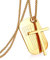 Cupimatch Kreuz Halskette mit Erkennungsmarke: Edelstahl Militär Dog Tag mit Bibel Gravur Religiöser Kreuzanhänger 61cm Rolokette Christlicher Taufe Kommunion Schmuck für Männer vater sohn, Gold
