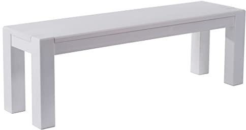 Sitzbank 140 cm Rio Kanto Pinie Weiss Pinie Massivholz Esszimmerbank Küchenbank Holzbank - Größe und Farbe wählbar Brasilmöbel
