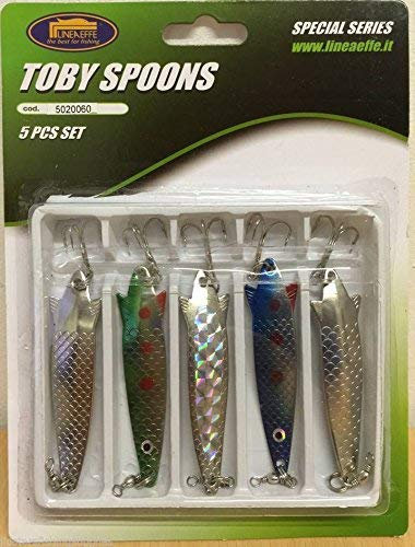 Be-Creative Set of 5 Toby Spoons Lures Spinners 12g - Pike Perch Trout Salmon Bass Fishing