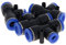 4 Stück PEG10-8 T-Push-to-Verbindungsstücke, Kunststoff-3-Wege-T-Stück mit reduzierenden 10 mm auf 8 mm pneumatischen Steckern, blau