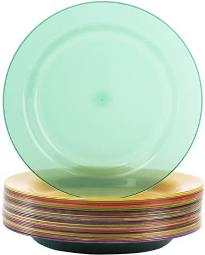 Cedilis 30 Pack Plastic Plates, 10 Inch/25cm Reusable Round Plate, Assorted Dinner Plates for Indoor Outdoor Kids Toddler Use, BPA Free, Dishwasher Safe, Microwave Safe 6 Colors