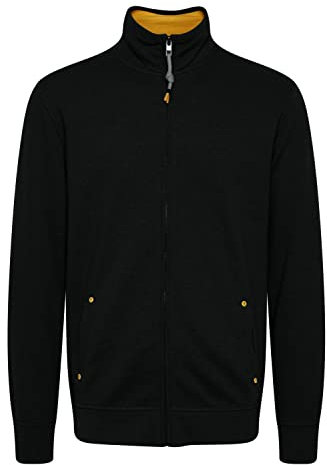 !Solid Karim Herren Sweatjacke Cardigan Jacke mit Stehkragen aus 100% Baumwolle, Größe:L, Farbe:Black (194007)