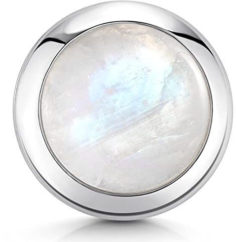 MATERIA by Matthias Wagner Großer Mondstein Anhänger rund aus 925 Sterling-Silber mit Kette