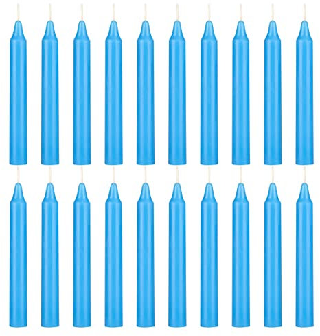 Mega Candles 20 Stück geruchlose hellblaue exquisite Mini-Kerzen, 10,2 cm hoch x 1,27 cm Durchmesser, Supreme Chimes, Verzauberung, Rituale, Zaubersprüche, Hexerei, Wicca, metaphysisch