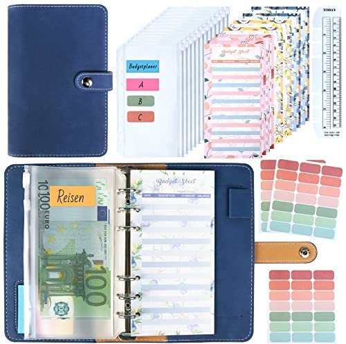 Budget Planner Budget Binder A6 - ANYUKE Haushaltsbuch mit Geldfächer, Geldorganisation Ordner, Notizbuch Organizer Buch für Geldorganisierer Cashstufing