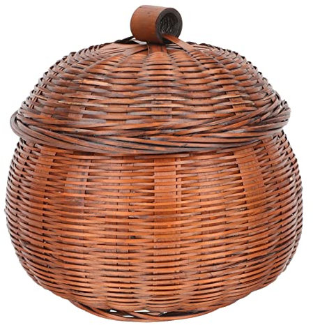 Alipis Auto Zubehör Eierkorb Geflochtener Rattan mit Deckel Kinderkorb Obstkorb Gemüsekorb Blumenkorb Streuk?rbchen Osterkorb geflochten Weide Kinderzimmer Aufbewahrung Schreibtisch Zubehör
