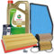 BESTPRICE Inspektionspaket Filterset mit 1x Ölfilter, 1x Innenraumfilter (Aktivkohle), 1x Luftfilter, 1x Ölablassschraube, 1x Kraftstofffilter, 1x Motoröl 5W-30 LL 5 l, 1x Ölwechselanhänger,