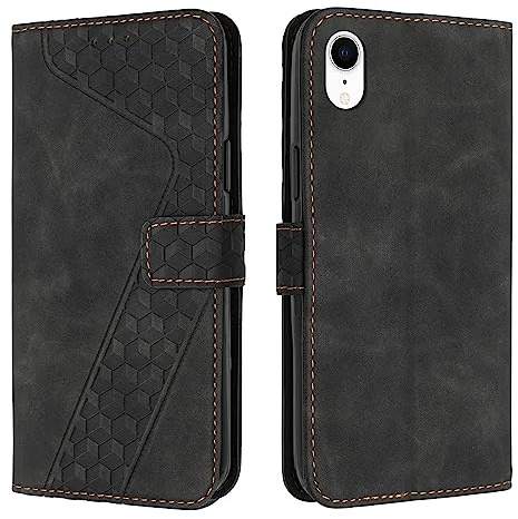 YIRRANZD Custodia per iPhone XR, Cover a Libro in Pelle PU con Slot Cart e Silicone TPU Bumper, Flip Caso Portafoglio Cover per iPhone XR (Nero)