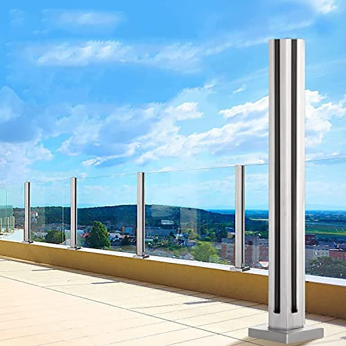 Glasgeländer Glasklemmen 55/75/95/115/145/155 Cm Hoch Glasklemme Halterung, Deck Terrasse Quadratisch Geländer System Glaspaneele Pfosten, Balustrade Säule Für Balkon Veranda ( Color : Corner Post , S