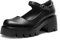 DREAM PAIRS Frauen Chunky Plattform Mary Janes Schuhe Schnalle Riemen Runde Zehe Wohnungen Seicht Mund Japanisch Süß Lolita Prinzessin Schuhe,Size 36,Schwarz-Pu,SDPU2346W-NEW-E