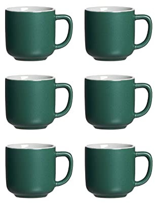 Ritzenhoff & Breker Espressotassen Jasper, 6er Set, Grün, 100 ml, Mokkatassen aus Steinzeug, Soft-Touch-Haptik & Mattglasur
