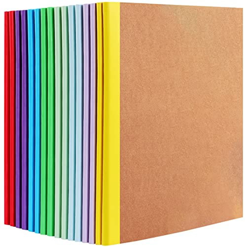Loccmat Notizbuch A5 Liniert,16 Stück Notizblock A5 Kraft-Notizbücher,A5 Notizheft Liniert mit Regenbogenrücken,Tagebuch Notizbücher für Schule Büro,60 Seiten/30 Blatt,Liniert,21 x 14 cm